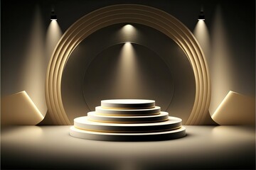 Obraz premium Stage podium with lighting (Ai generated)