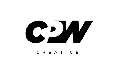 CPW letters negative space logo design. creative typography monogram vector