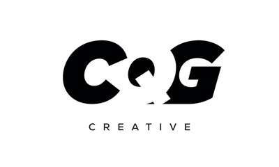 CQG letters negative space logo design. creative typography monogram vector