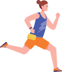 Hurrying woman side view. Urgent rush runner