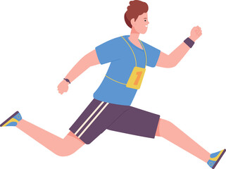 Man running race. Sport marathon athlete character