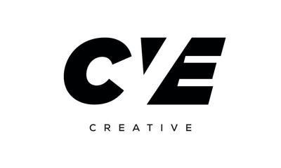 CVE letters negative space logo design. creative typography monogram vector