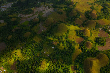 Chocolate hills, incoryable mountains in the center of the island of Bohol in the Philippines