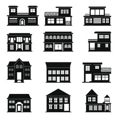 Naklejka premium Set of house silhouette vector illustration