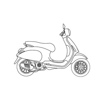 Vector illustration of scooter outline sketch