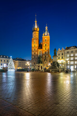 Old town of Krakow with amazing architecture at dawn, Poland.