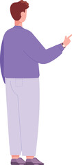 Fototapeta premium Man pointing finger rear view. Male character showing something
