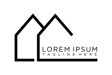 Real Estate logo, Builder logo, Roof Construction logo design template vector illustration