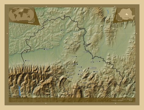 Brasov, Romania. Physical. Labelled points of cities