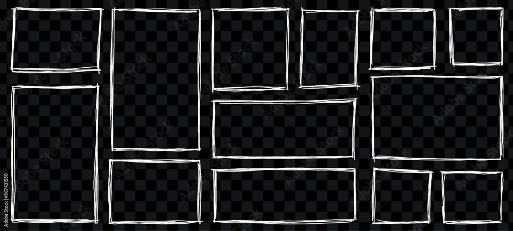 Wall mural rectangle frame line. square shape outline on hand draw style. vector illustration isolated