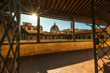 Firenze dome cathedral seen from San Lorenzo cloister