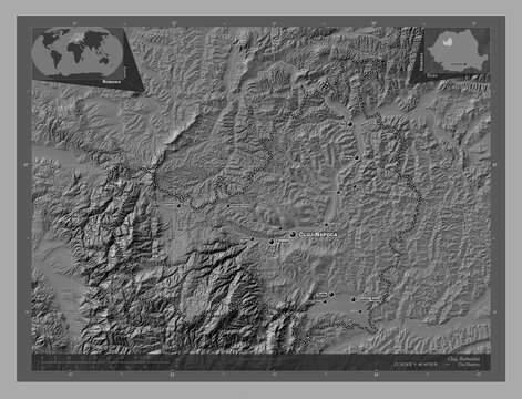 Cluj, Romania. Bilevel. Labelled points of cities