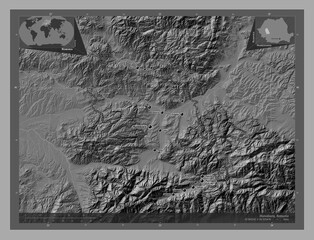 Hunedoara, Romania. Bilevel. Labelled points of cities