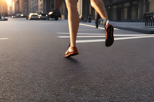 person walking on the street. Generative AI.