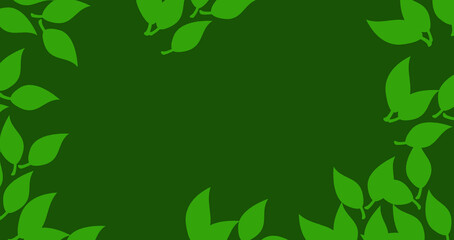 Dark Green background with leaves on borders 