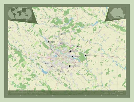 Ilfov, Romania. OSM. Labelled points of cities