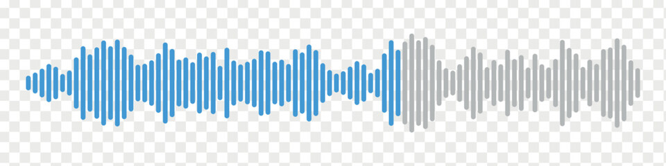 Sound wave or voice message icon. Music waveform, track radio play. Audio equalizer line. Vector illustration