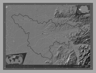 Timis, Romania. Bilevel. Labelled points of cities