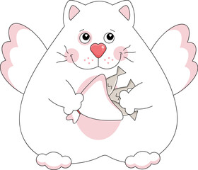 cute cat with a bouquet for Valentine's day 