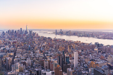 New York city skyline at sunset 