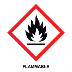 GHS hazard pictogram - FLAMMABLE, flammable hazard warning sign, isolated vector illustration