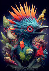 Generative AI abstract render of a surreal bird