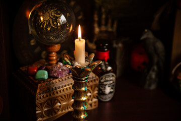 Magic rite for attracting love, changing fate , illustration for attraction destiny, occultism concept