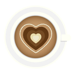 Cup of coffe with heart. Vector illustration. PNG with transparent background.