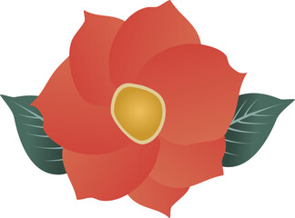 Red Poinsettia Christmas Flower Illustration