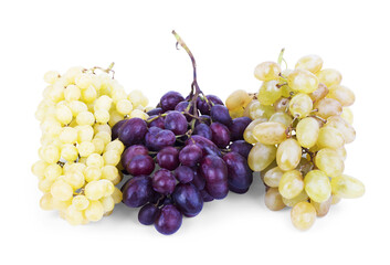 Collage with ripe grapes on white background