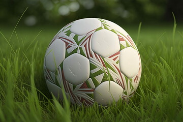 Fototapeta premium Football on grass, Generative AI