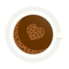 Cup of coffe with heart. Vector illustration. PNG with transparent background.