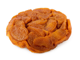 French apple tart tarte tatin isolated on white.