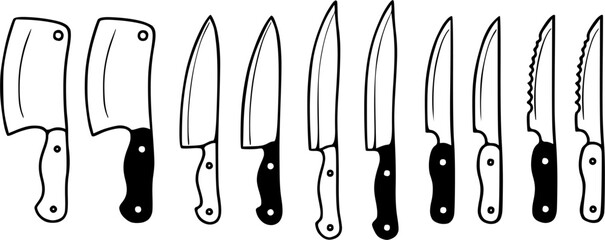 Kitchen Culinary Knife Outline Chef Set Lineup