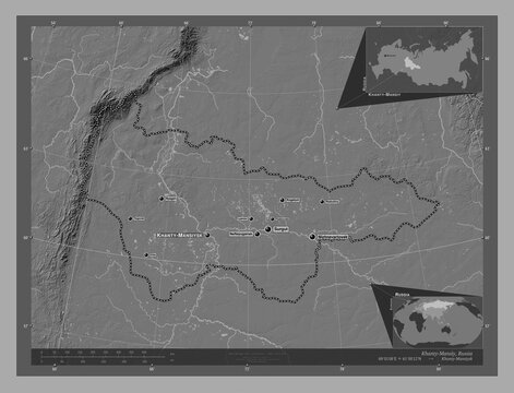 Khanty-Mansiy, Russia. Bilevel. Labelled points of cities