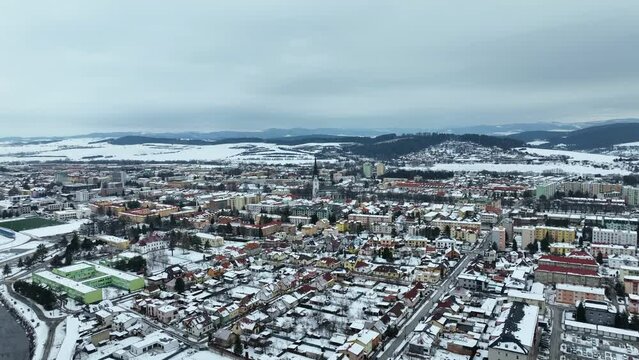Aerial view of the historic town of Spisska Nova Ves in Slovakia