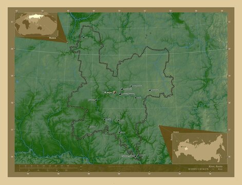 Kirov, Russia. Physical. Labelled points of cities