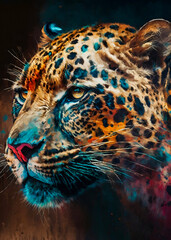 Fototapeta na wymiar Jaguar face digital illustration