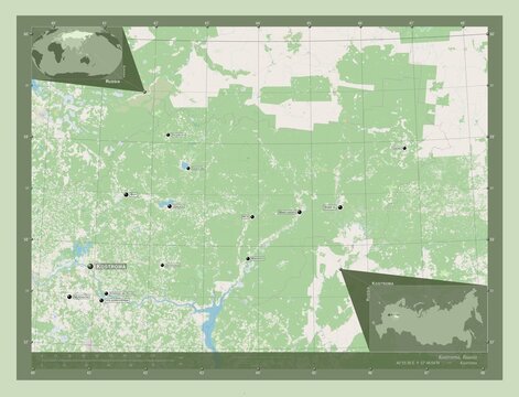 Kostroma, Russia. OSM. Labelled points of cities