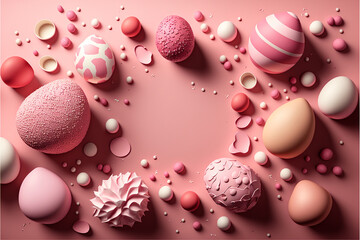 Fototapeta na wymiar Easter eggs photo realistic illustration. Generative AI