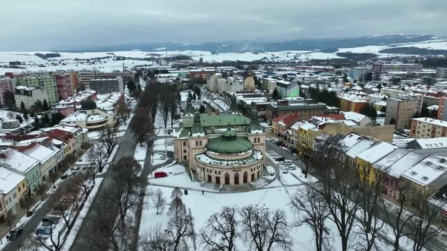 Aerial view of the theater in Spisska Nova Ves, Slovakia