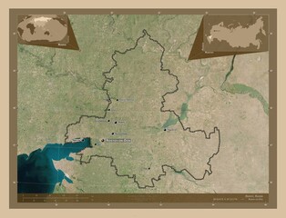 Rostov, Russia. Low-res satellite. Labelled points of cities