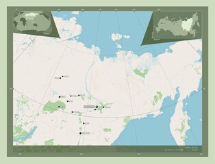 Sakha, Russia. OSM. Labelled points of cities