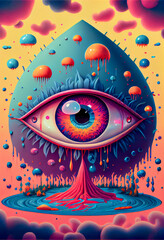 Generative AI abstract render of a surreal giant eye