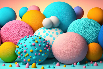 Fototapeta na wymiar Backdrop of colorful bubbly bath bombs. Generative AI