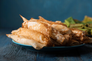 Pancakes with sweet and salty filling