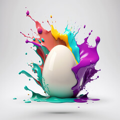 Fototapeta na wymiar Easter egg colorful explosion. Easter egg paint splash