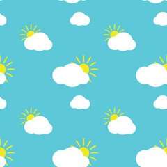 Blue sky and clouds - seamless pattern