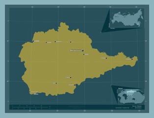 Obraz premium Yevrey, Russia. Solid. Labelled points of cities
