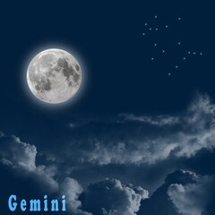 full moon in gemini zodiac 3d illustration